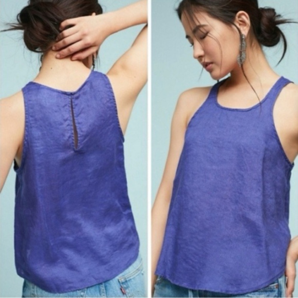 NWT Anthropologie Maeve Linen Purple Tank Top